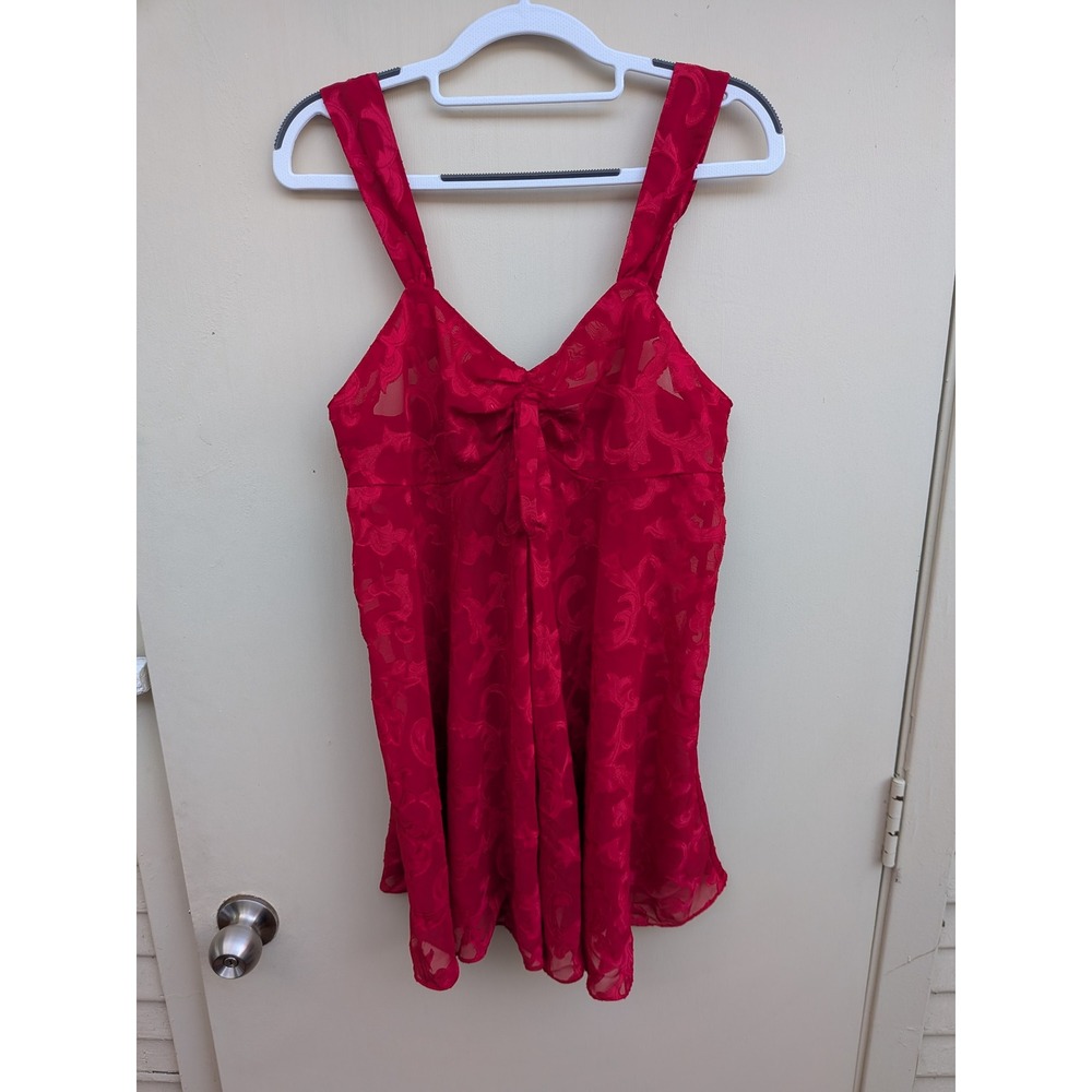 Victoria's Secret Gold Label Vintage Red Lace‎ Babydoll Chemise Slip Small